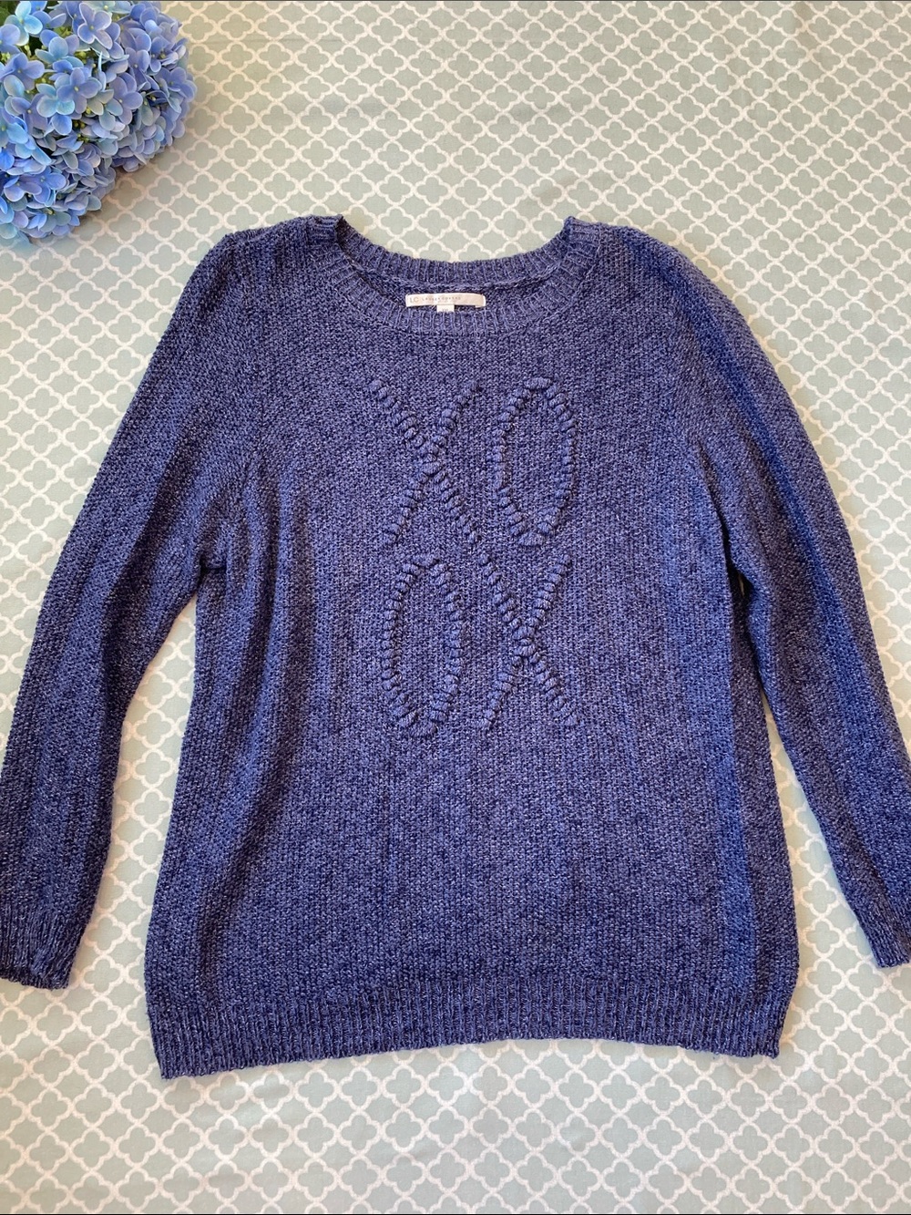 LC Lauren Conrad Blue XOXO Knit Sweater XXL